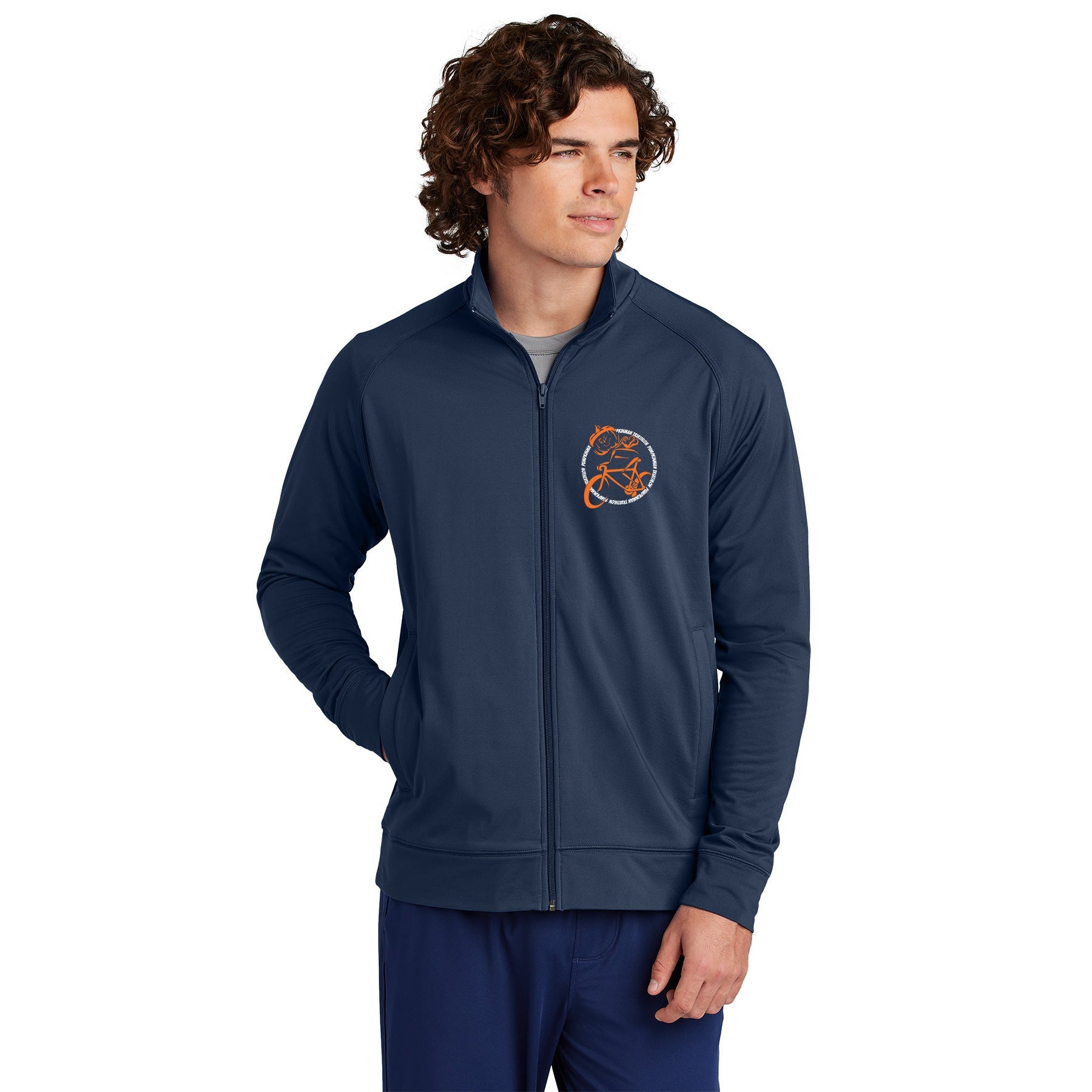 PUMPKINMAN TRIATHLON CIRCLE LEFT CHEST WICKING STRETCH FULL-ZIP CADET JACKET