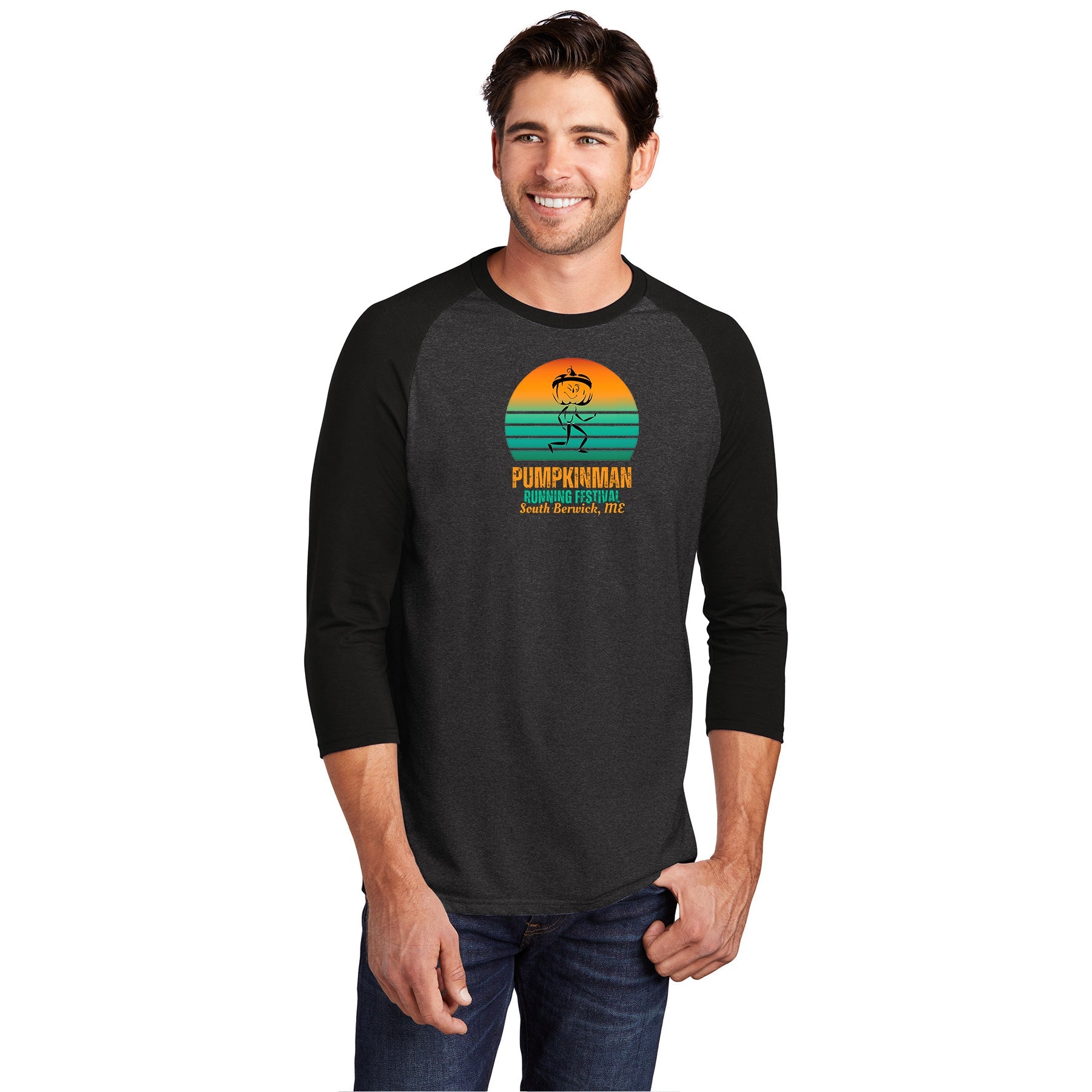 PUMPKINMAN SUNSET 3/4-SLEEVE RAGLAN - RED OUTLINE