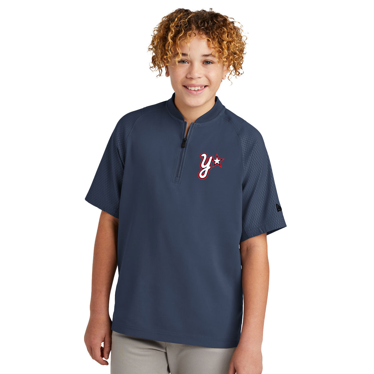 Y'ALLS EMBROIDERED NEW ERA YOUTH CAGE SHORT SLEEVE 1/4-ZIP JACKET