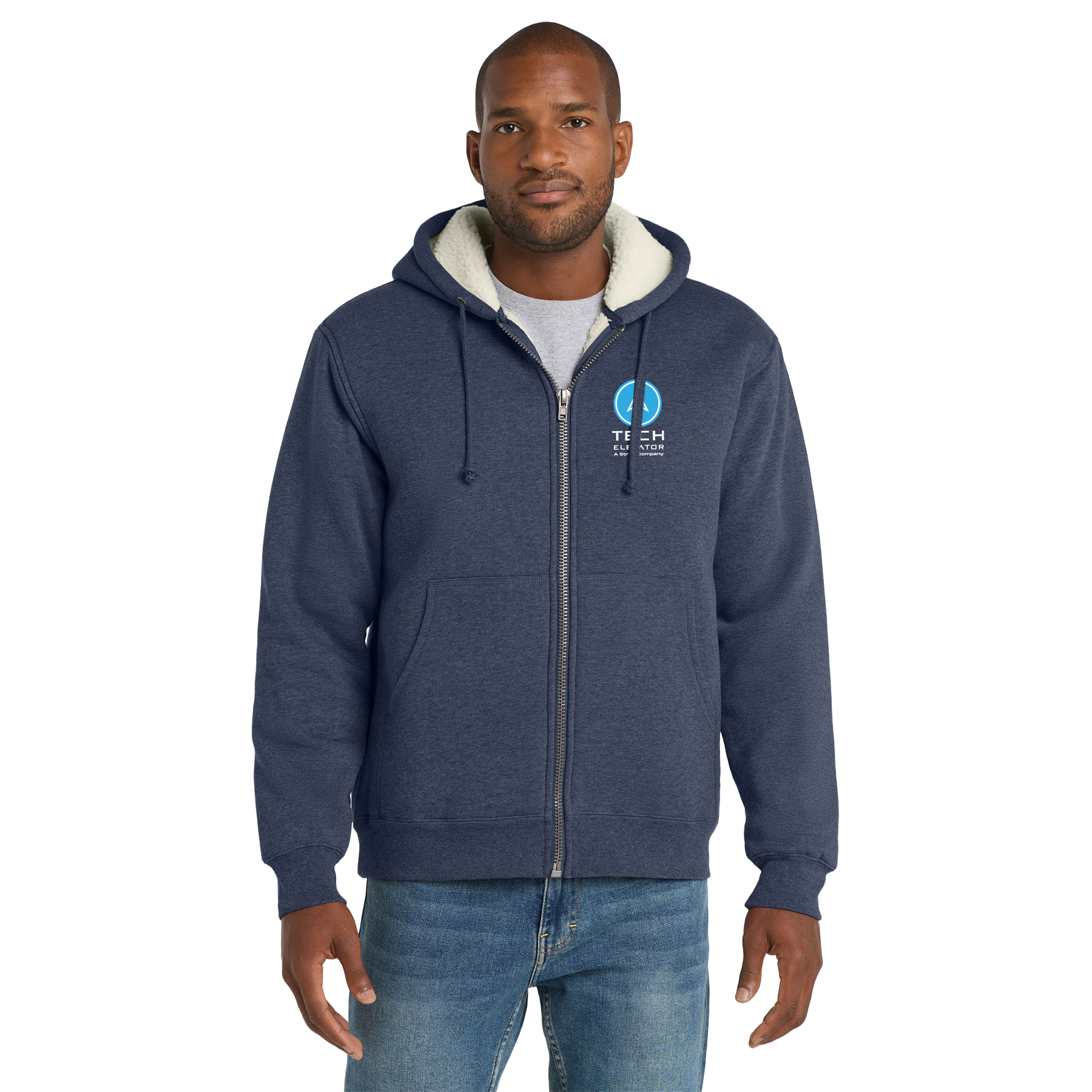 TECH ELEVATOR LOGO HEAVYWEIGHT SHERPA-LINED HOODED FLEECE JACKET