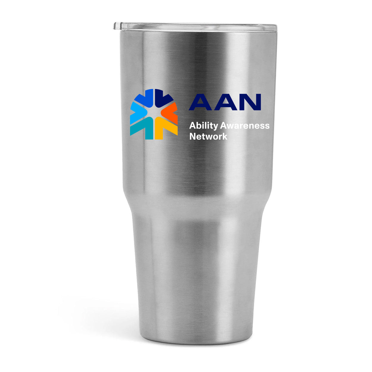 AAN LOGO STAINLESS STEEL SKINNY TUMBLER - 20OZ - WHITE - CLEAR LID AND STRAW