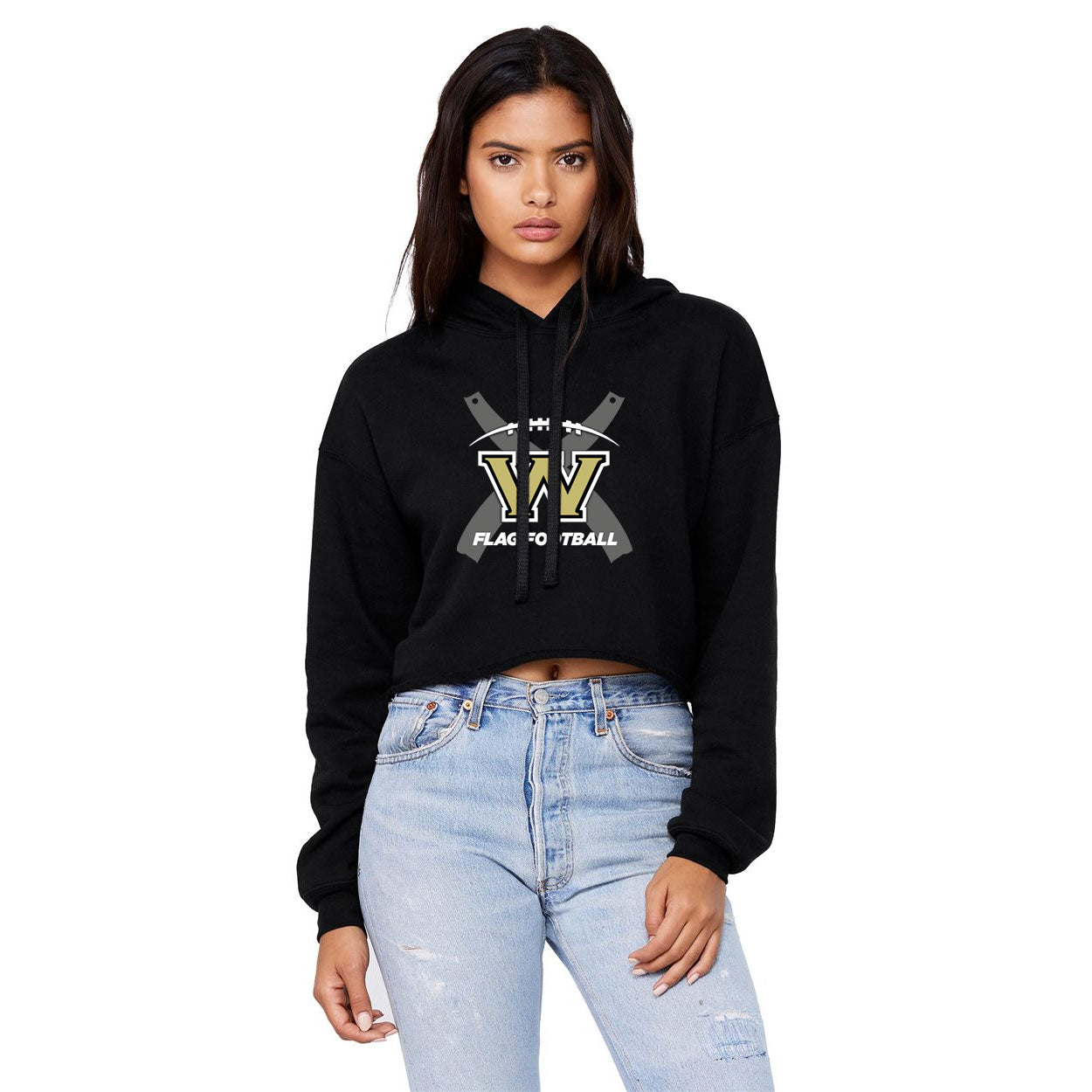 WESTVIEW FLAG FOOTBALL LOGO  WOMEN'S CROP FLEECE HOODIE