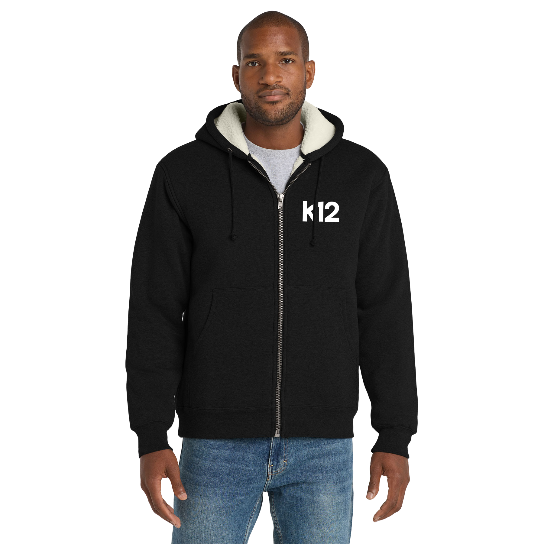 K12 LOGO HEAVYWEIGHT SHERPA-LINED HOODED FLEECE JACKET
