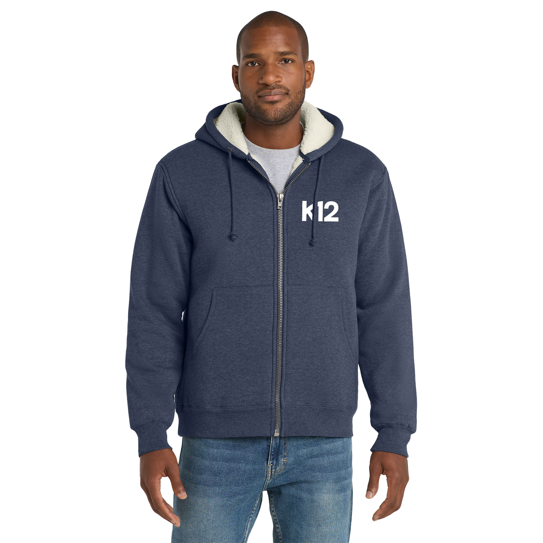 K12 LOGO HEAVYWEIGHT SHERPA-LINED HOODED FLEECE JACKET