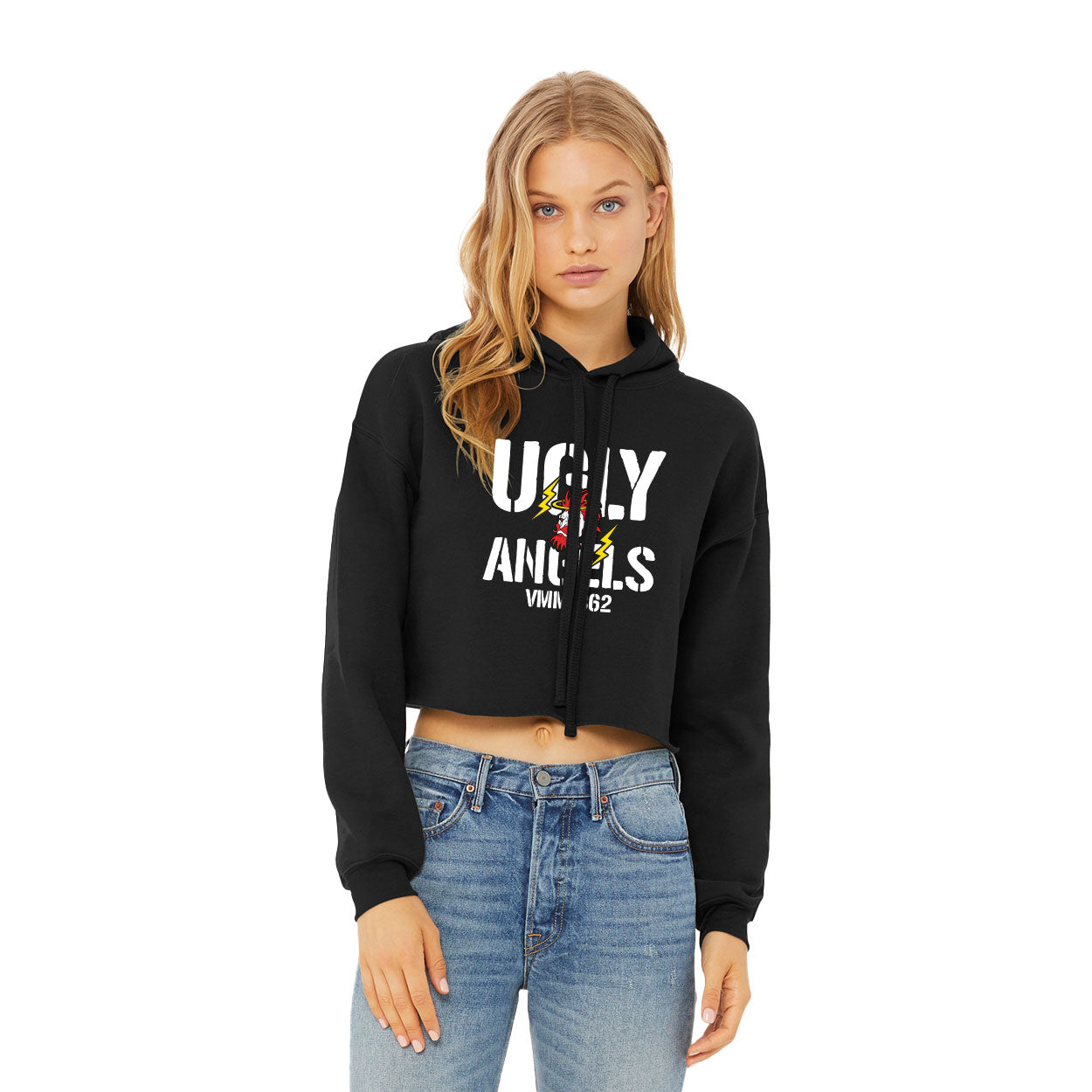 VMM-362 UGLY ANGELS WOMENÕS SPONGE FLEECE CROPPED FLEECE HOODIE