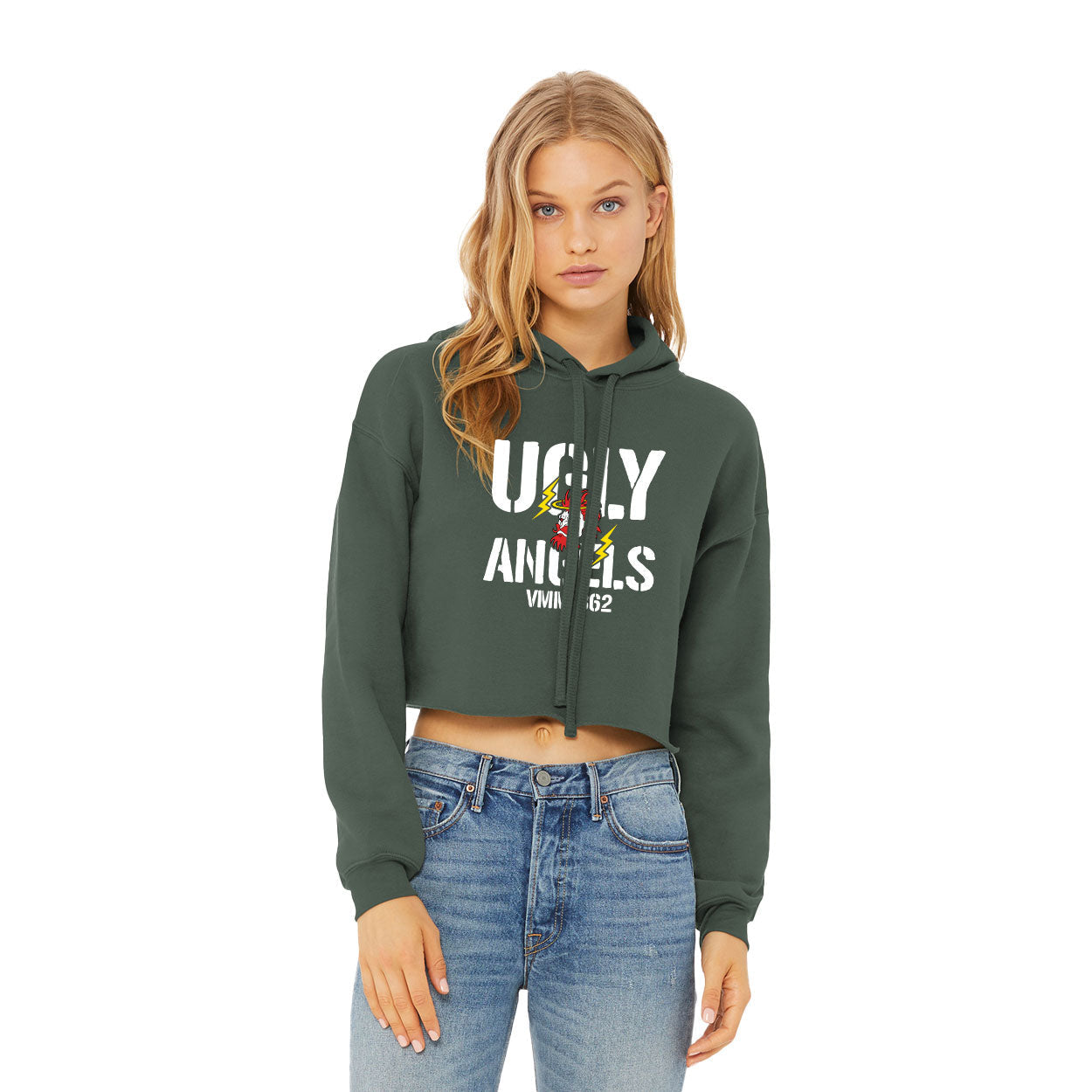 VMM-362 UGLY ANGELS WOMENÕS SPONGE FLEECE CROPPED FLEECE HOODIE