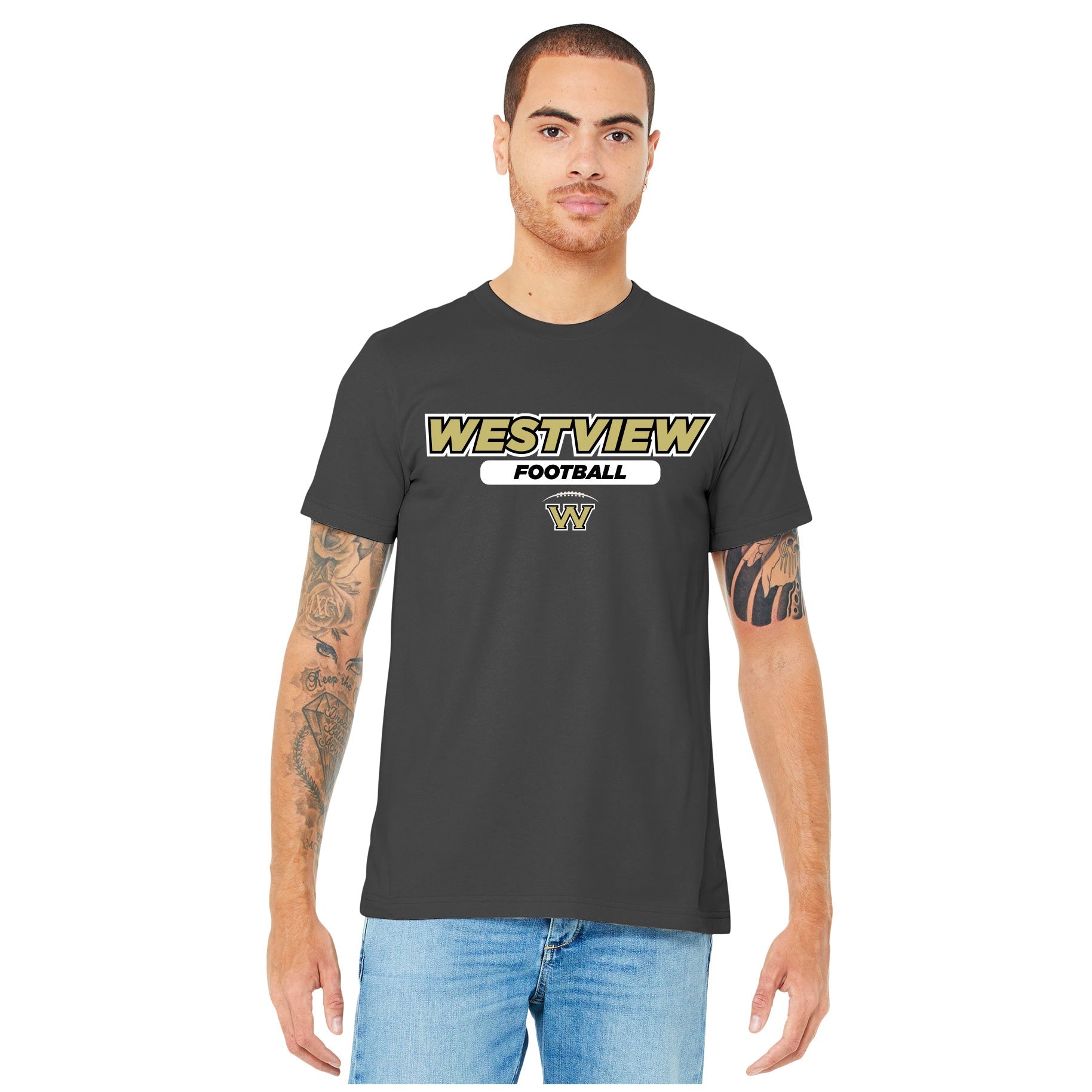 WESTVIEW FOOTBALL FRONT CHEST - BELLA+CANVAS &#174 FAN TEE