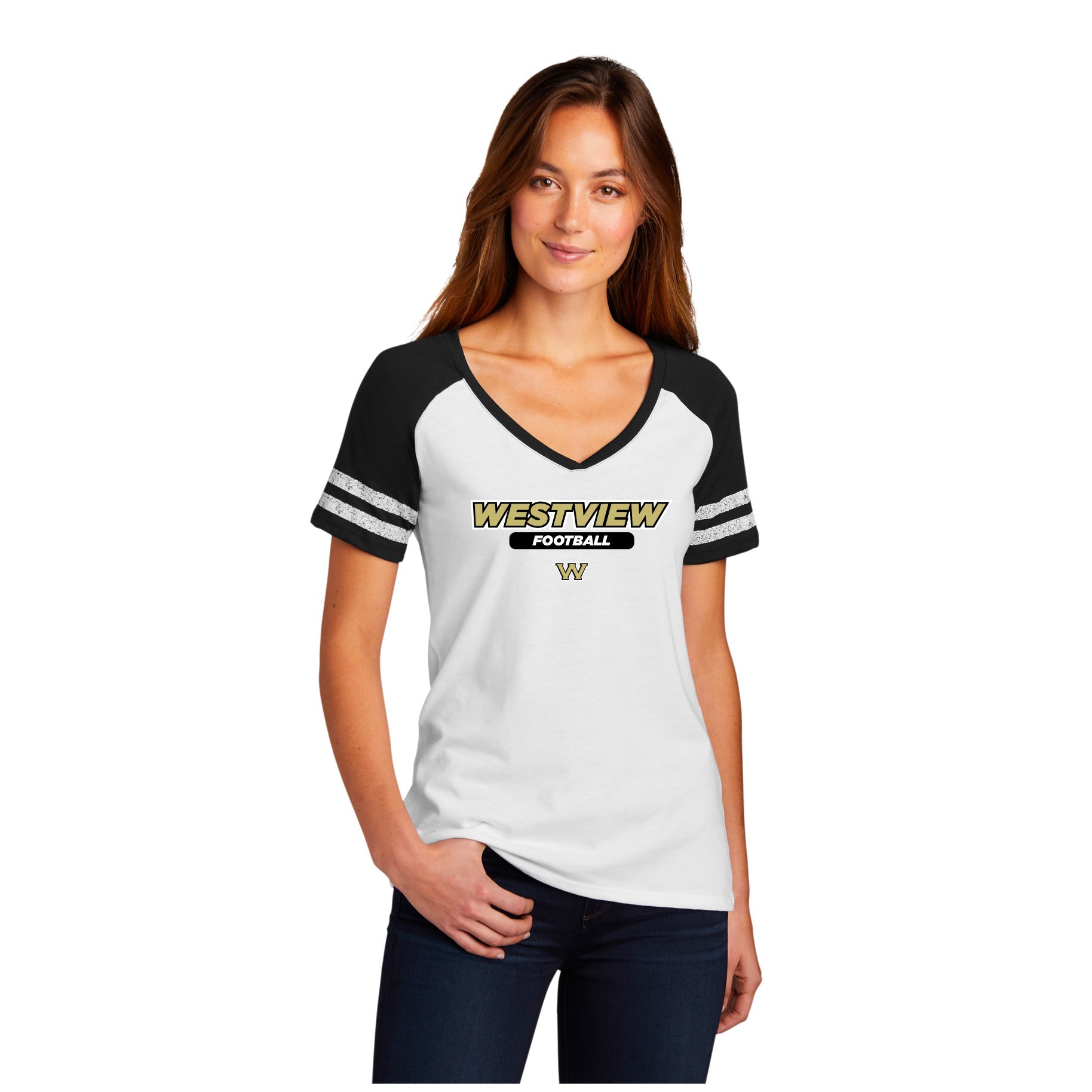 WESTVIEW FOOTBALL FRONT CHEST - WOMENÕS GAME V-NECK TEE