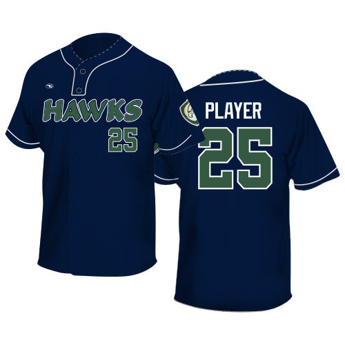 HAWK NAVY FREESTYLE SUBLIMATED LIGHTWEIGHT TWO-BUTTON BASEBALL JERSEY