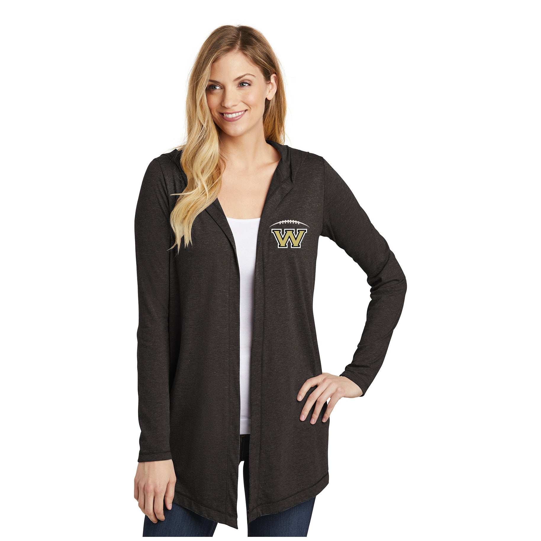 WESTVIEW FOOTBALL FRONT CHEST - WOMENÕS PERFECT HOODED CARDIGAN