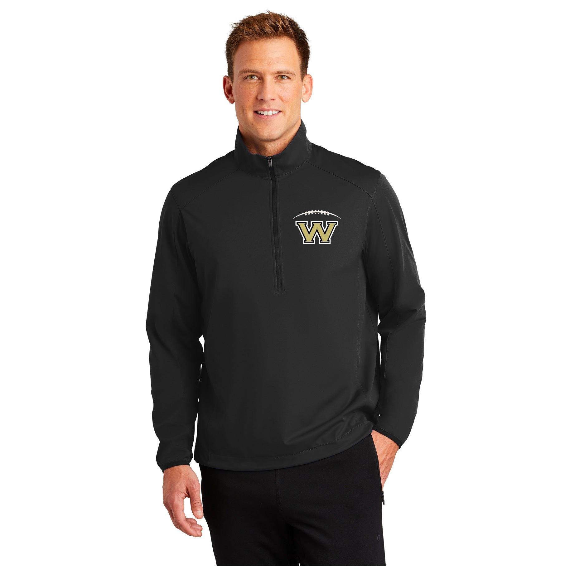 WESTVIEW FOOTBALL LEFT CHEST EMBROIDERY - ACTIVE 1/2-ZIP SOFT SHELL JACKET