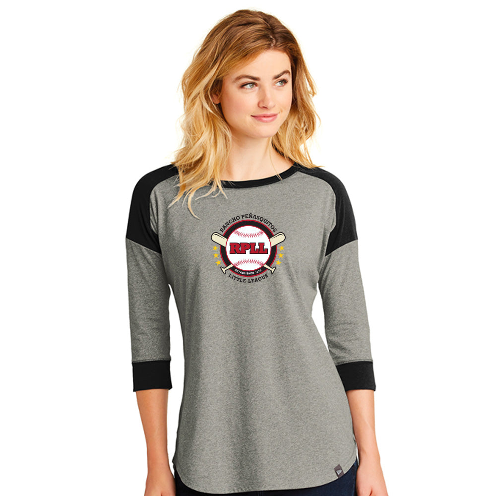 RPLL Women's New Era Ladies Heritage Blend 3/4-Sleeve Baseball Raglan Tee - Full Logo
