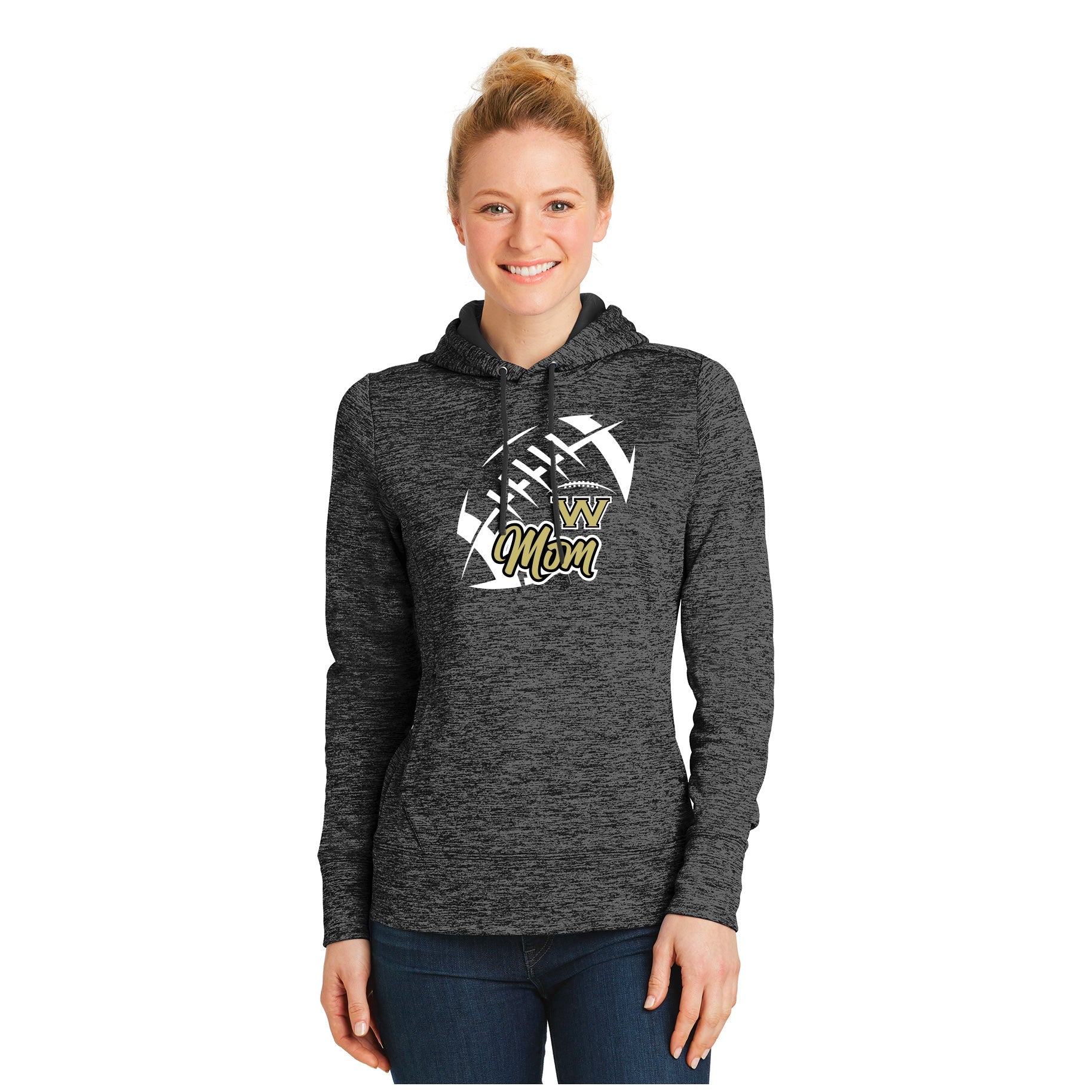 WESTVIEW FOOTBALL WV MOM - LADY'S POSICHARGE&#174; ELECTRIC HEATHER FLEECE HOODED PULLOVER